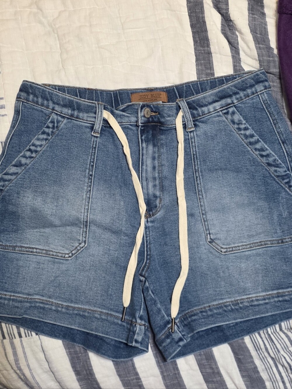 Judy Blue Light Indigo Drawstring Denim Shorts